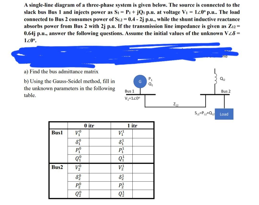 Solved A single-line diagram of a three-phase system is | Chegg.com
