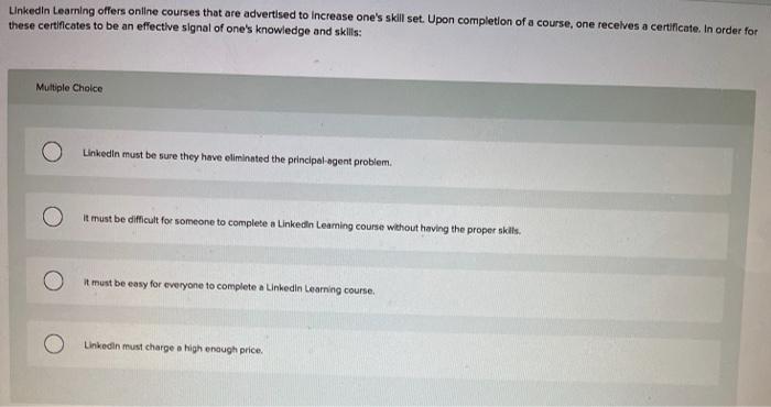 Solved Linkedin Learning offers online courses that are | Chegg.com