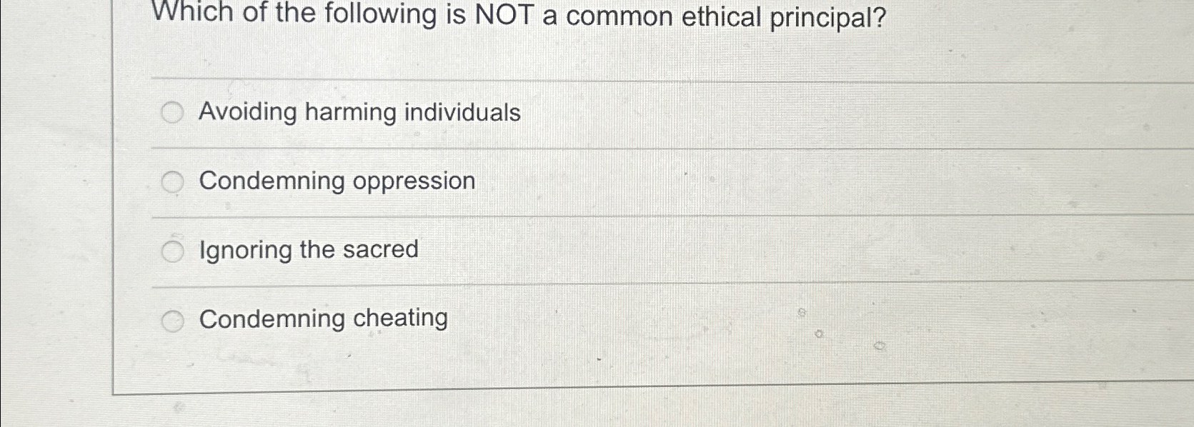 Solved Which of the following is NOT a common ethical | Chegg.com