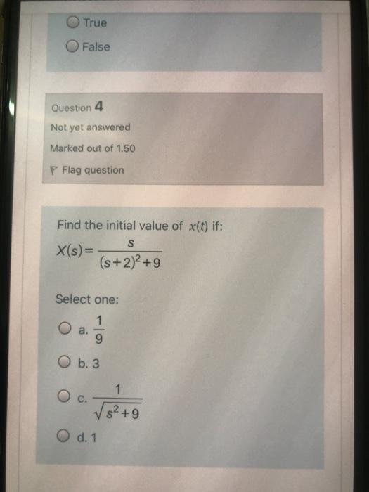 Solved True False Question 4 Not yet answered Marked out of | Chegg.com