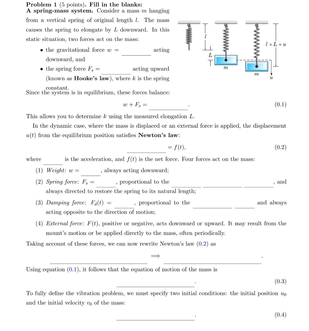 Solved Problem 1 (5 ﻿points). ﻿Fill in the blanks:A | Chegg.com