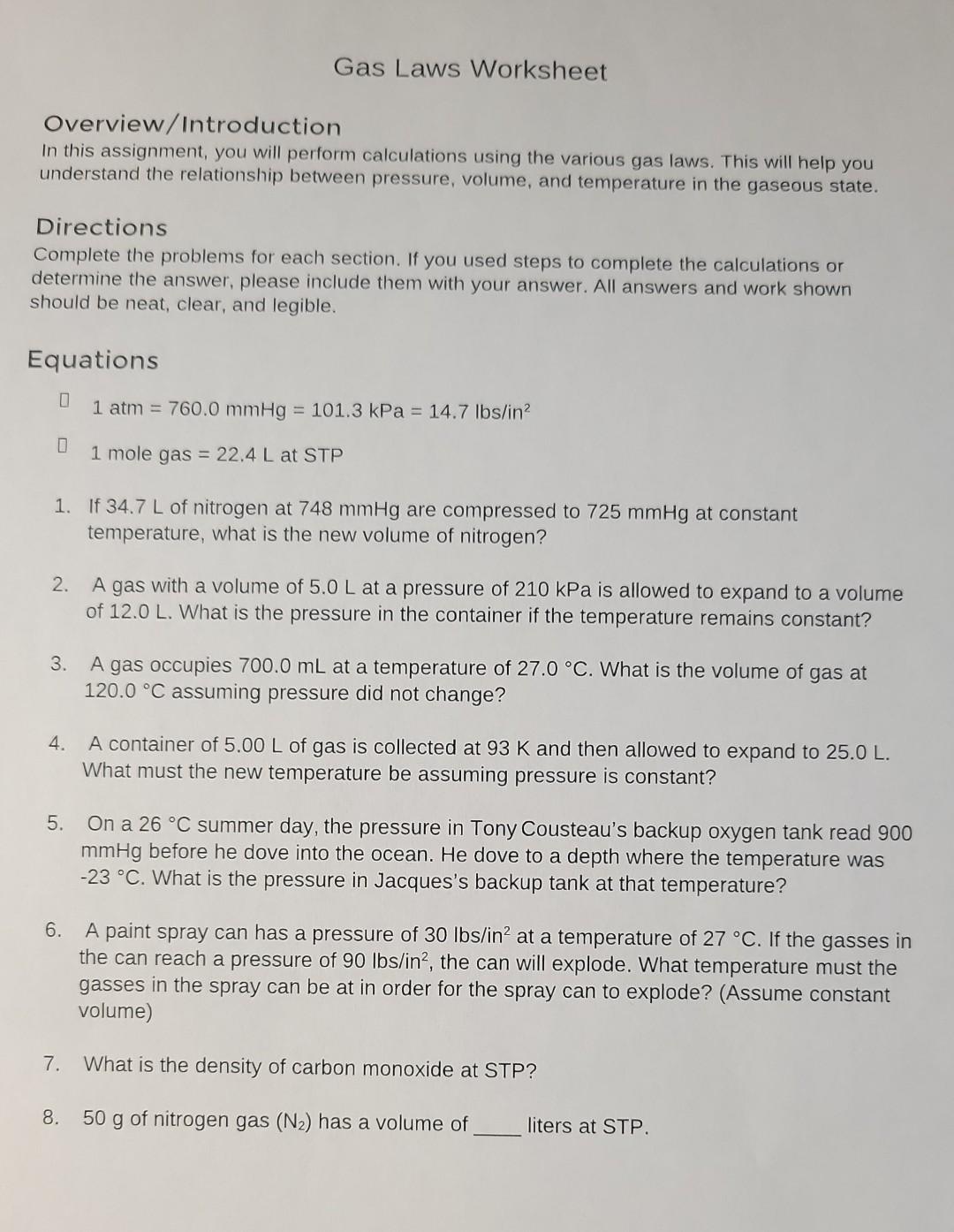 4.4 gas laws assignment