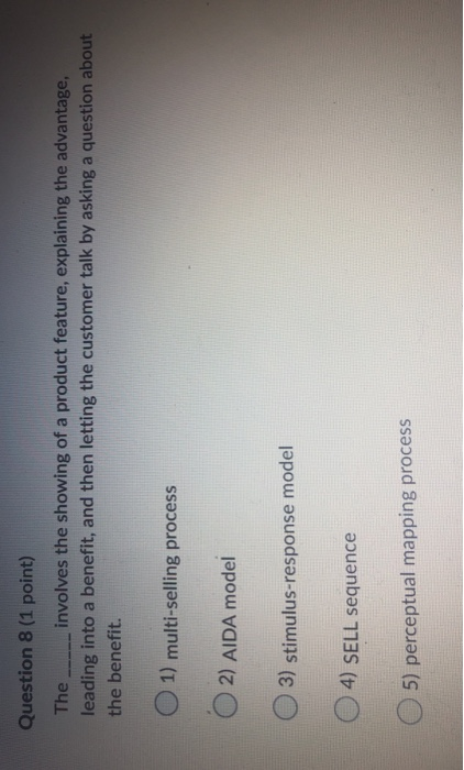 Solved Question 8 (1 point) The involves the showing of a | Chegg.com
