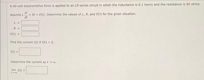 Solved A Volt Electromotive Force Is Applied To An Chegg Com