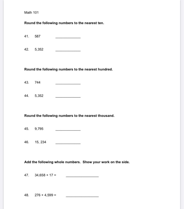 EXERCISE 10 1. Round each of the following numbers to the nearest