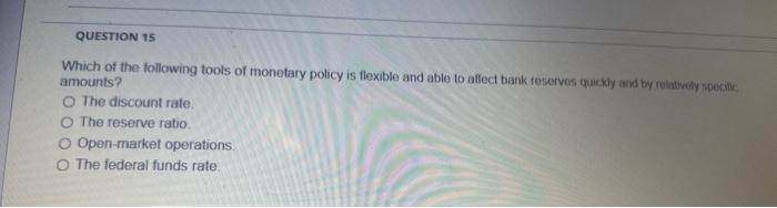 Solved Which of the following tools of monetary policy is | Chegg.com