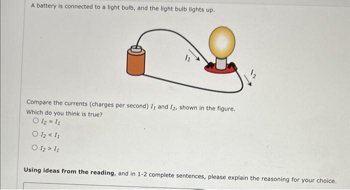 explain how electrical energy is transferred from battery to a light bulb