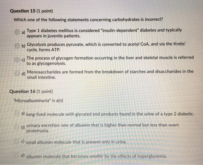 Question 15 1 Point Which One Of The Following Chegg 