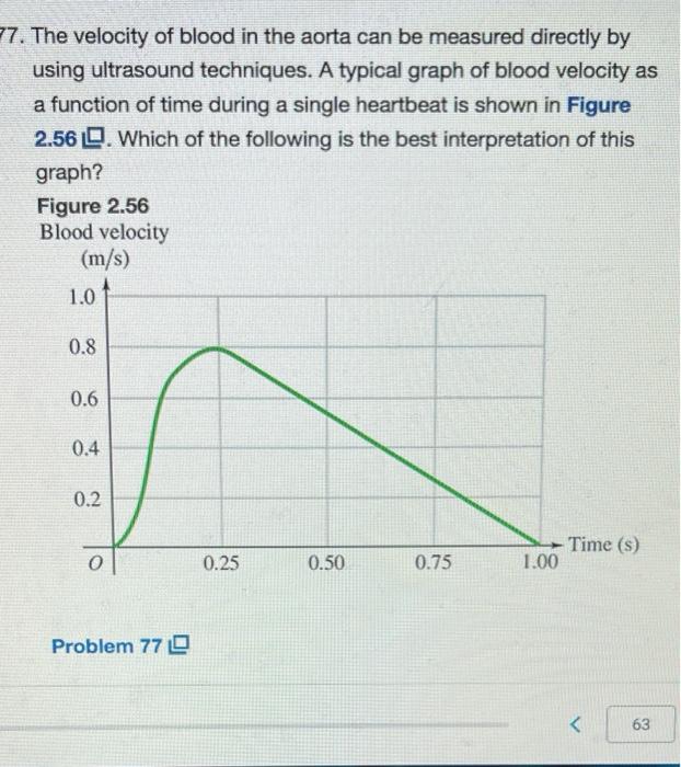 Solved -7. The velocity of blood in the aorta can be | Chegg.com