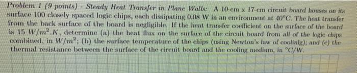 Solved Problem 1 (9 points) - Steady Heat Transfer in Plane | Chegg.com