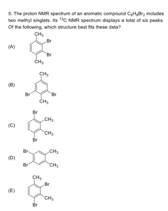 Solved 5. The proton NMR spectrum of an aromatic compound | Chegg.com