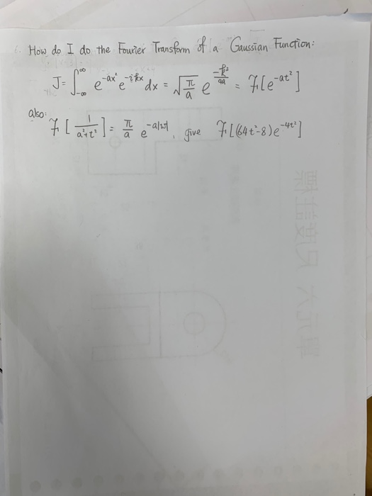 Solved 00 How do I do the Fourier Transform of a Gaussian | Chegg.com