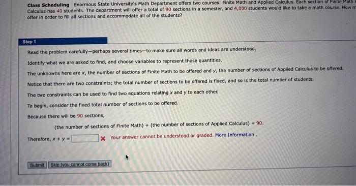 Solved Class Scheduling Enormous State University's Math | Chegg.com