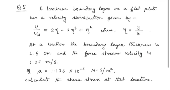 Solved Q5 ﻿A laminar boundary layer on a flat plate has a | Chegg.com
