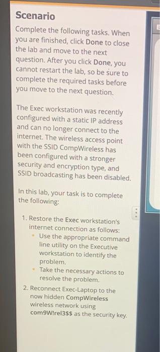 Solved Scenario Complete the following tasks. When you are | Chegg.com