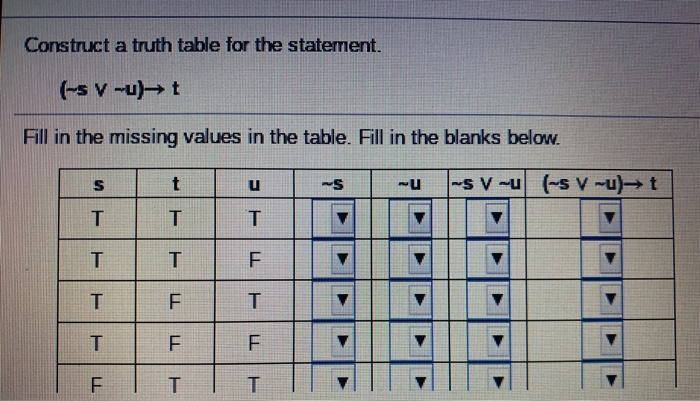 Solved Construct A Truth Table For The Statement. - V- Ut 