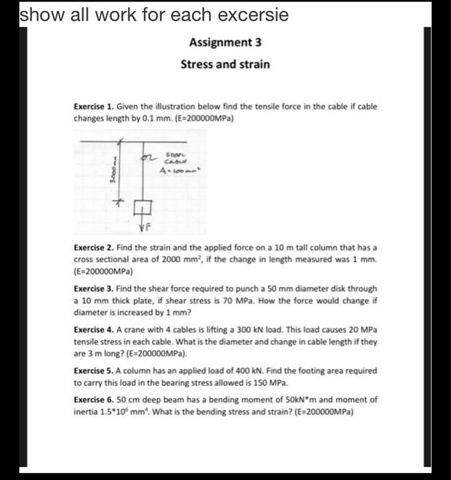 Solved show all work for each excersie Assignment 3 Stress | Chegg.com