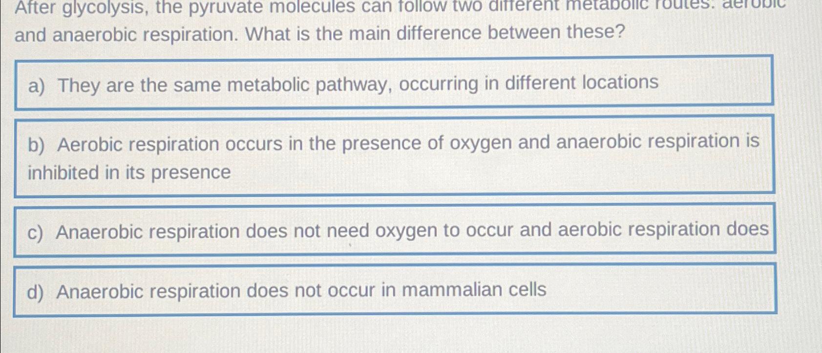 Solved and anaerobic respiration. What is the main | Chegg.com