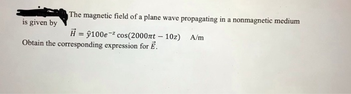 Solved The magnetic field of a plane wave propagating in a | Chegg.com