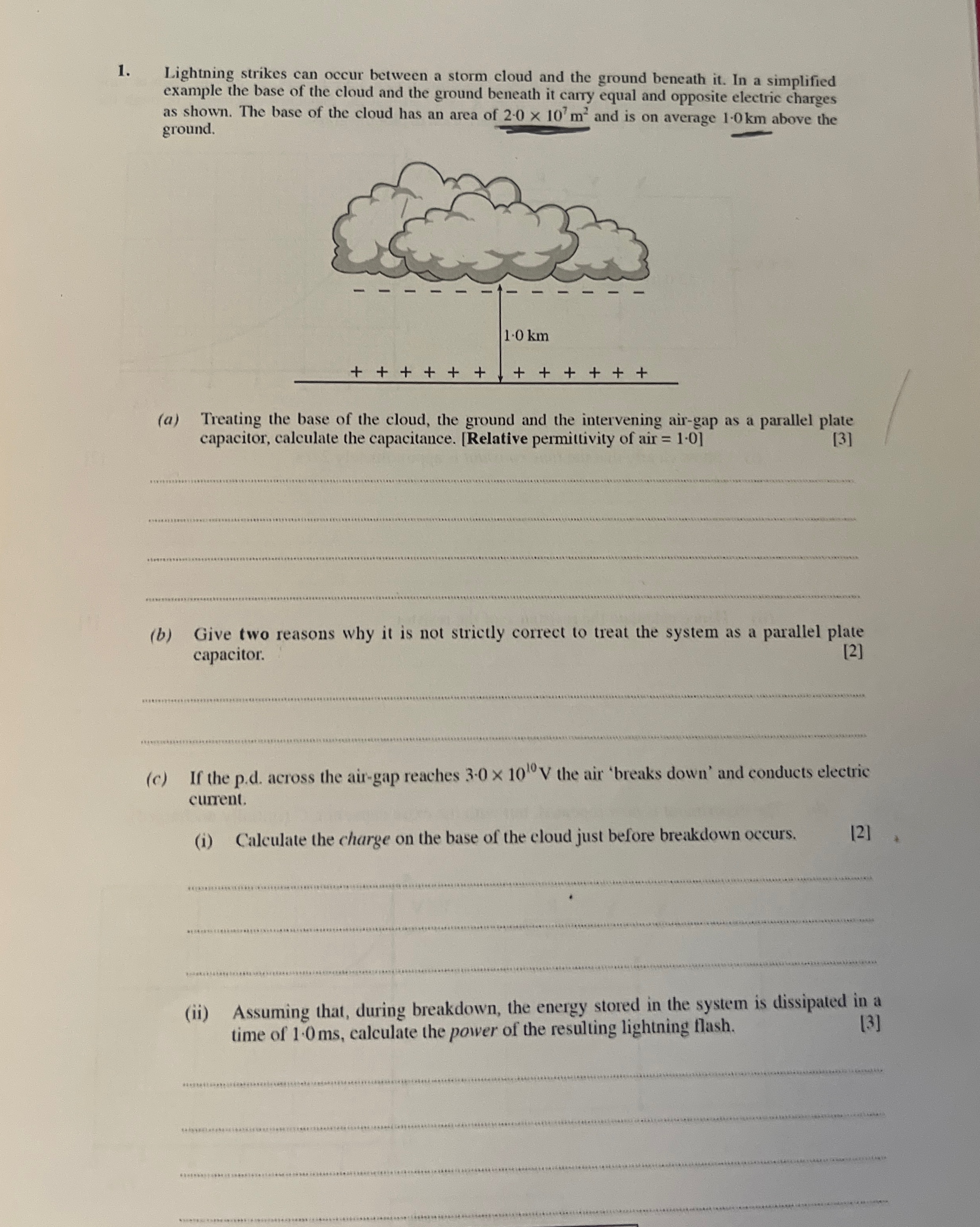 Solved Lightning strikes can occur between a storm cloud and