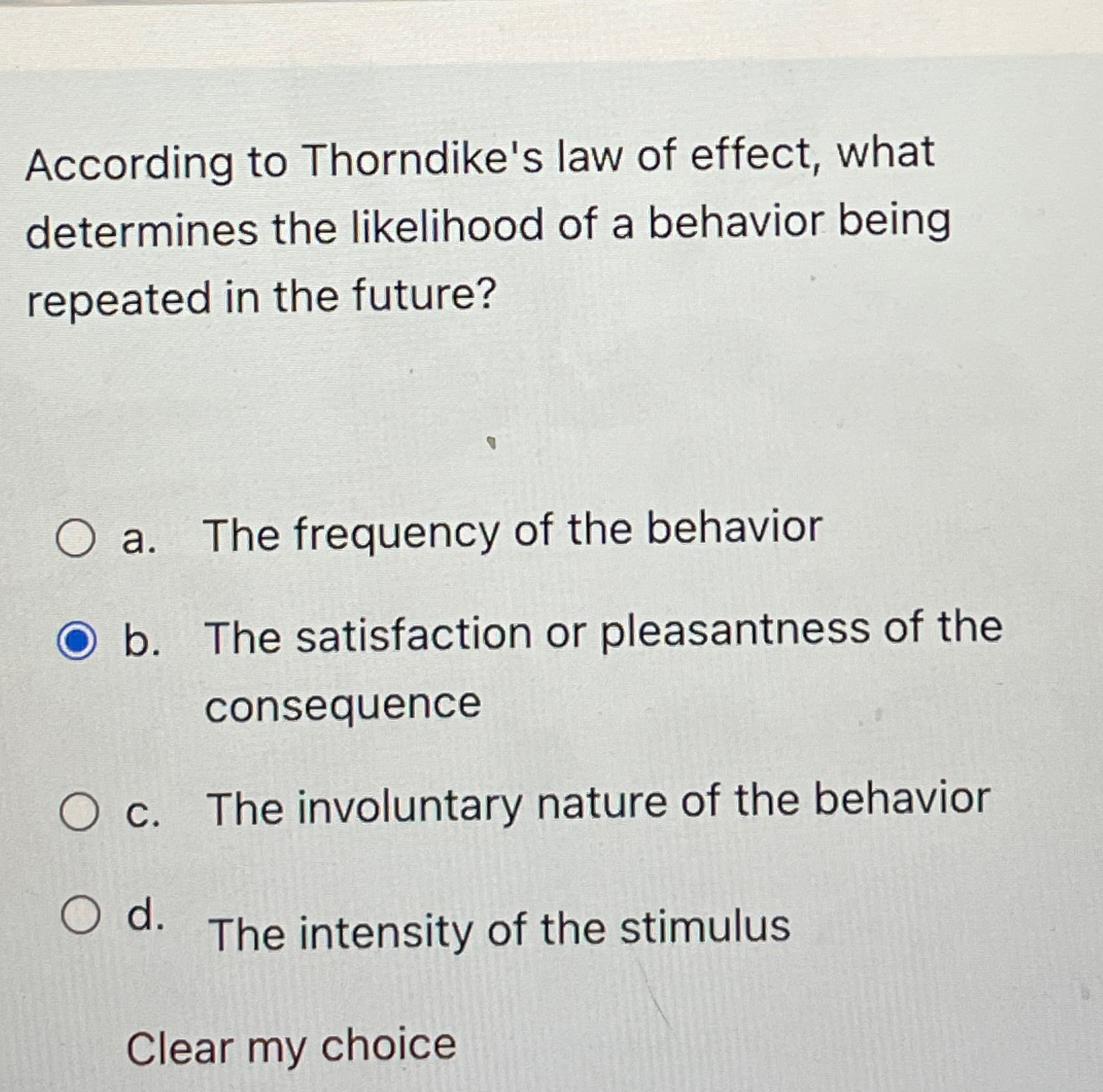 According to Thorndike's law of effect, what