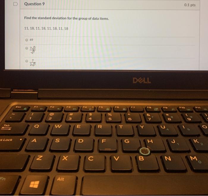 Solved D Question 9 0.1 pts Find the standard deviation for | Chegg.com