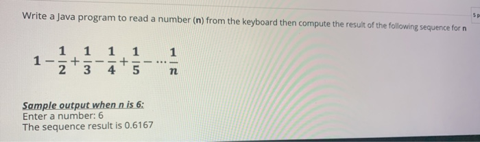 Solved Write a Java program to read a number (n) from the | Chegg.com