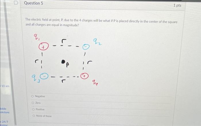 Solved The electric field at point, P, due to the 4 charges | Chegg.com