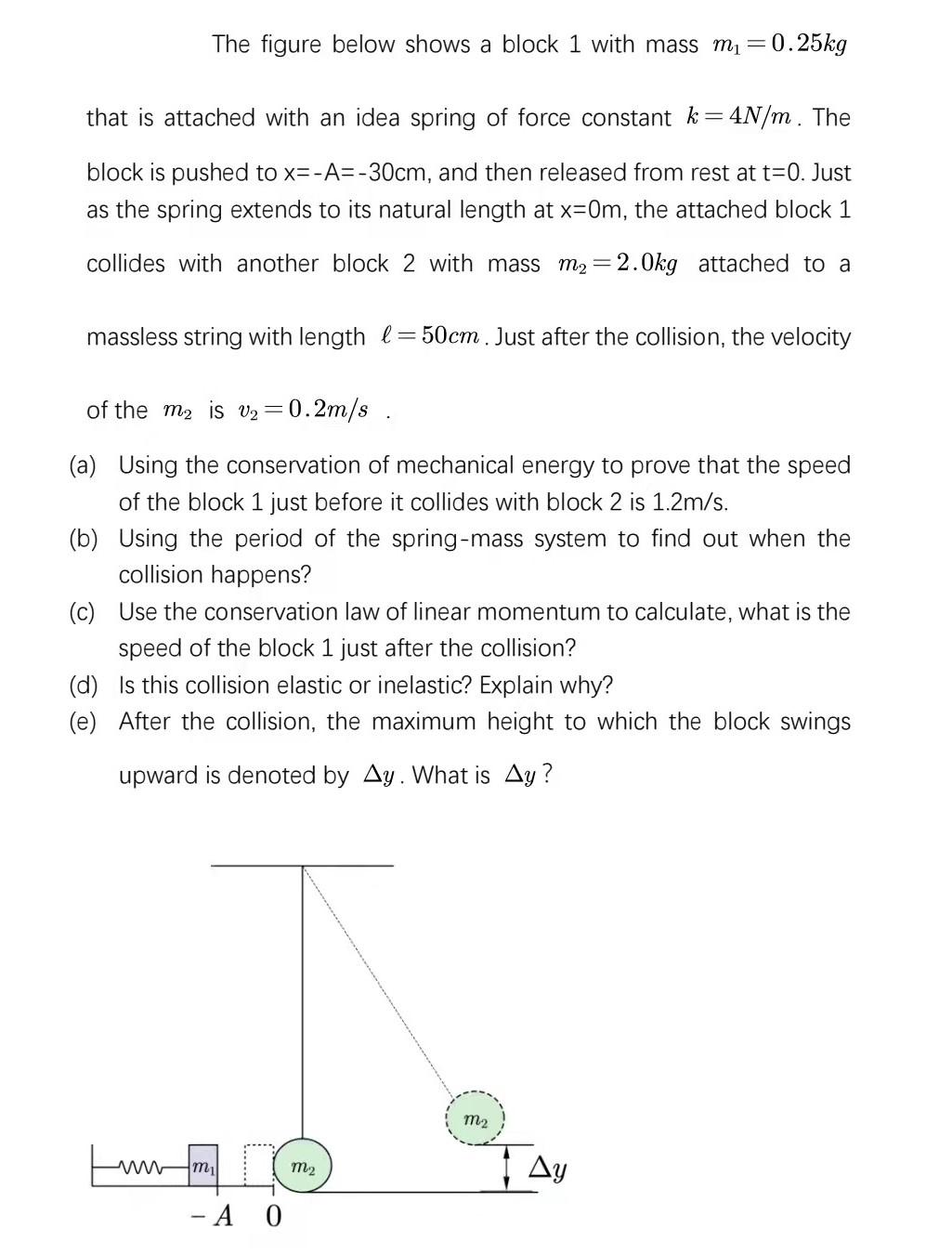 Solved The Figure Below Shows A Block 1 With Mass M₁ = | Chegg.com