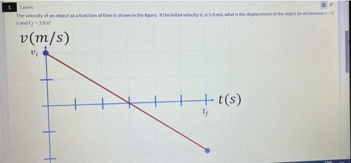 Solved 1 point B The velocity of an object as a function of | Chegg.com