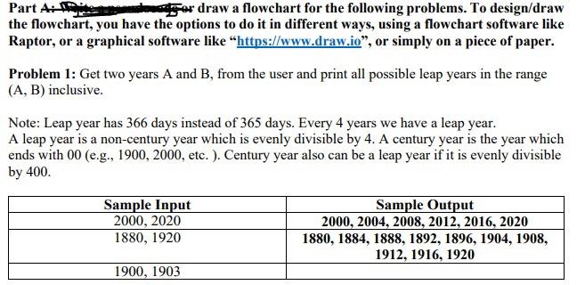 Solved Part A: or draw a flowchart for the following | Chegg.com