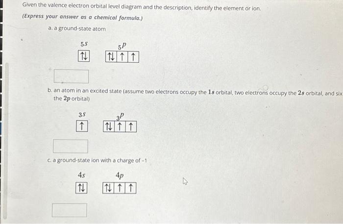 Solved Given the valence electron orbital level diagram and | Chegg.com