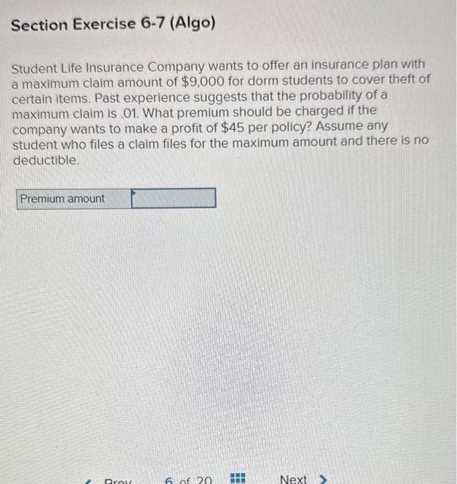 Solved Student Life Insurance Company wants to offer an | Chegg.com
