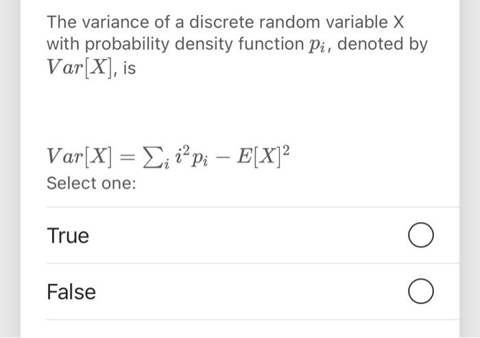 Solved The variance of a discrete random variable X X with | Chegg.com
