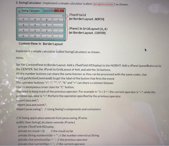 Solved 1.SwingPhone App: Use the Swing Package to create a | Chegg.com