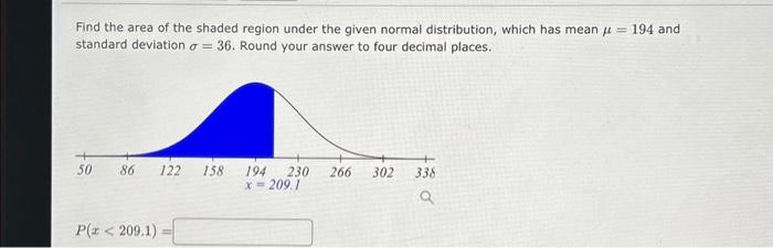 find area of shaded region given mean and standard deviation calculator