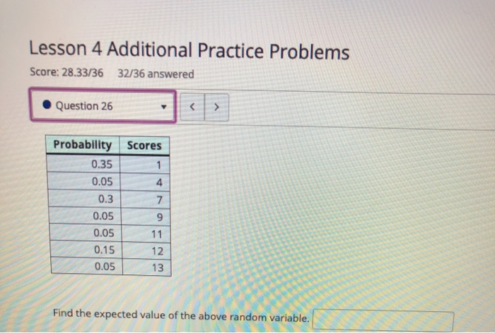 Solved Lesson 4 Additional Practice Problems Score: 28.33/36 | Chegg.com