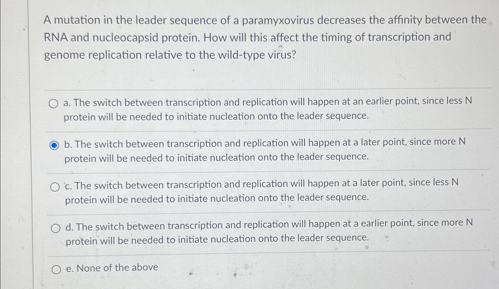 Solved A mutation in the leader sequence of a paramyxovirus | Chegg.com