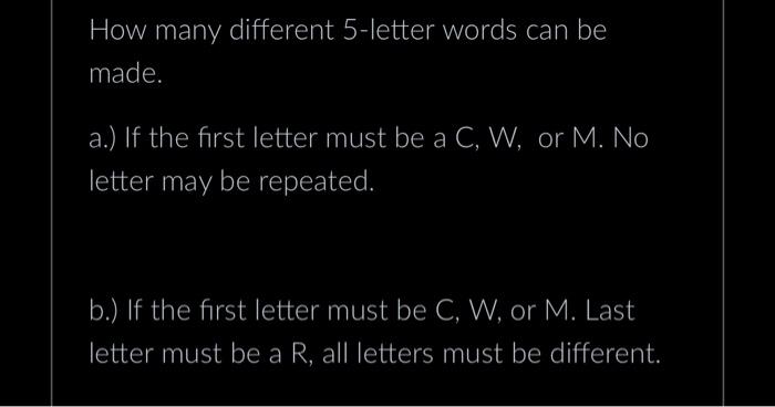 5 letter words a first letter