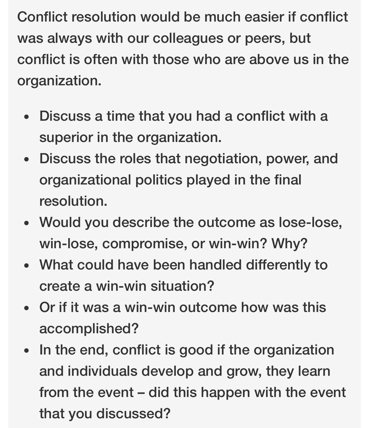 Solved Conflict resolution would be much easier if conflict | Chegg.com