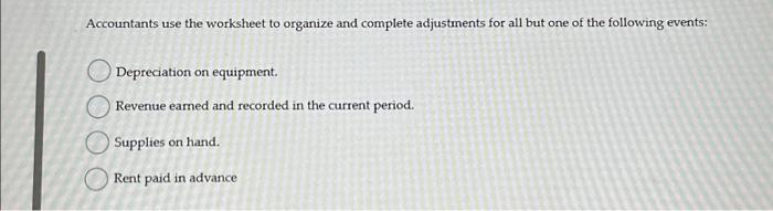 Solved Accountants use the worksheet to organize and | Chegg.com