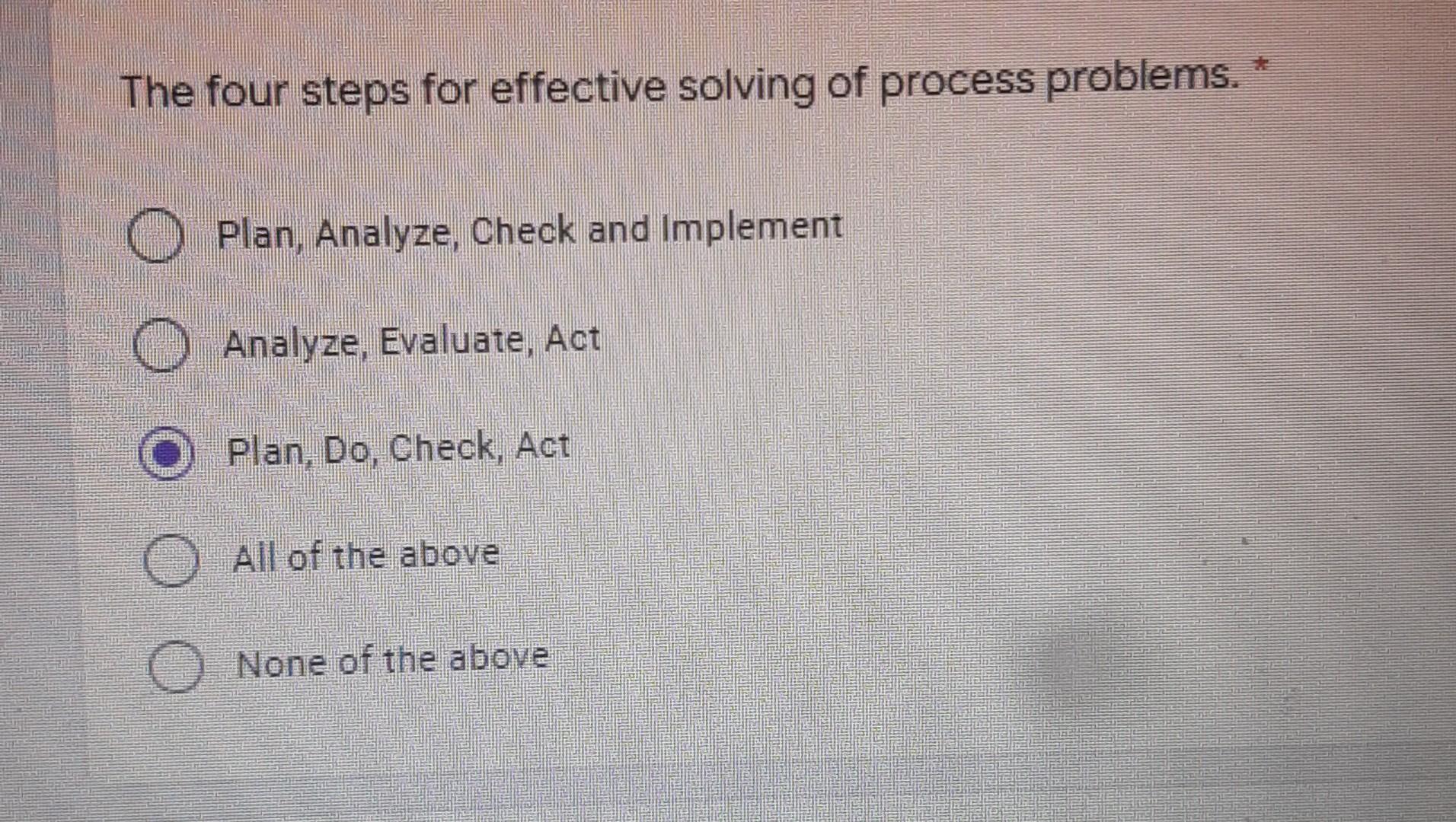 Solved The four steps for effective solving of process