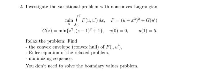 Solved 2. Investigate the variational problem with nonconvex | Chegg.com