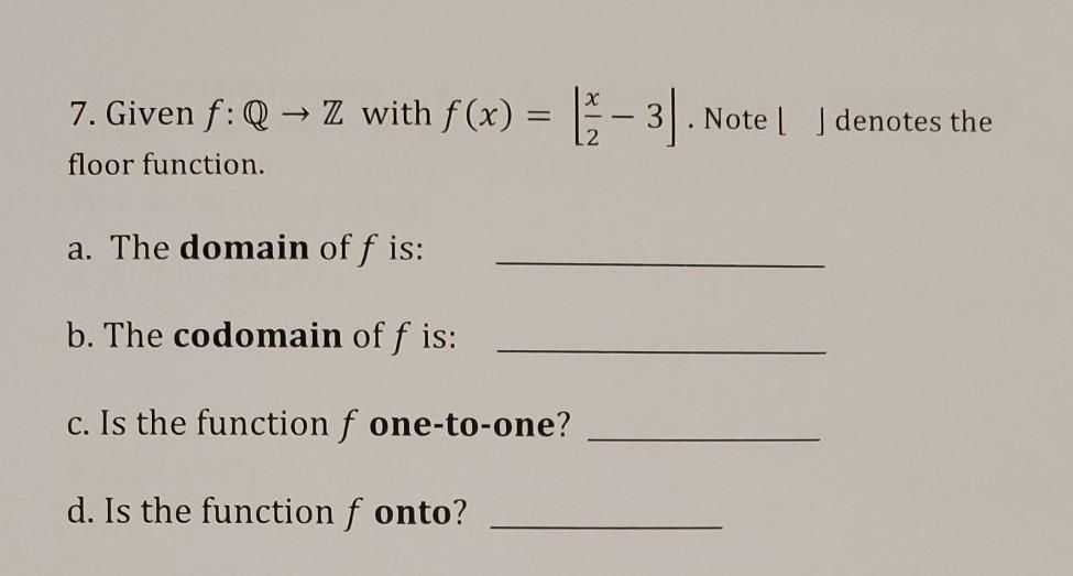 Solved 7 Given F Q Z With F X 13 3 Note J Den Chegg Com