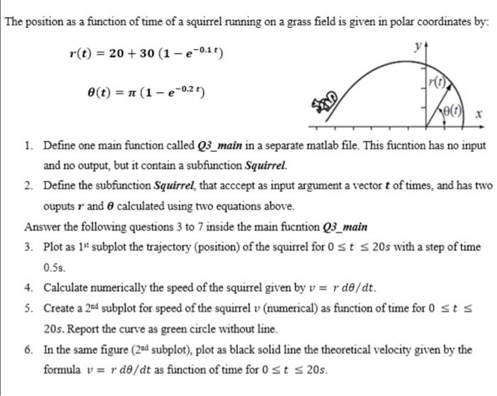 Solved The position as a function of time of a squirrel | Chegg.com