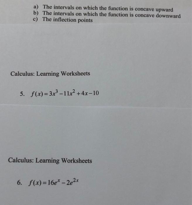 Solved a) The intervals on which the function is concave | Chegg.com