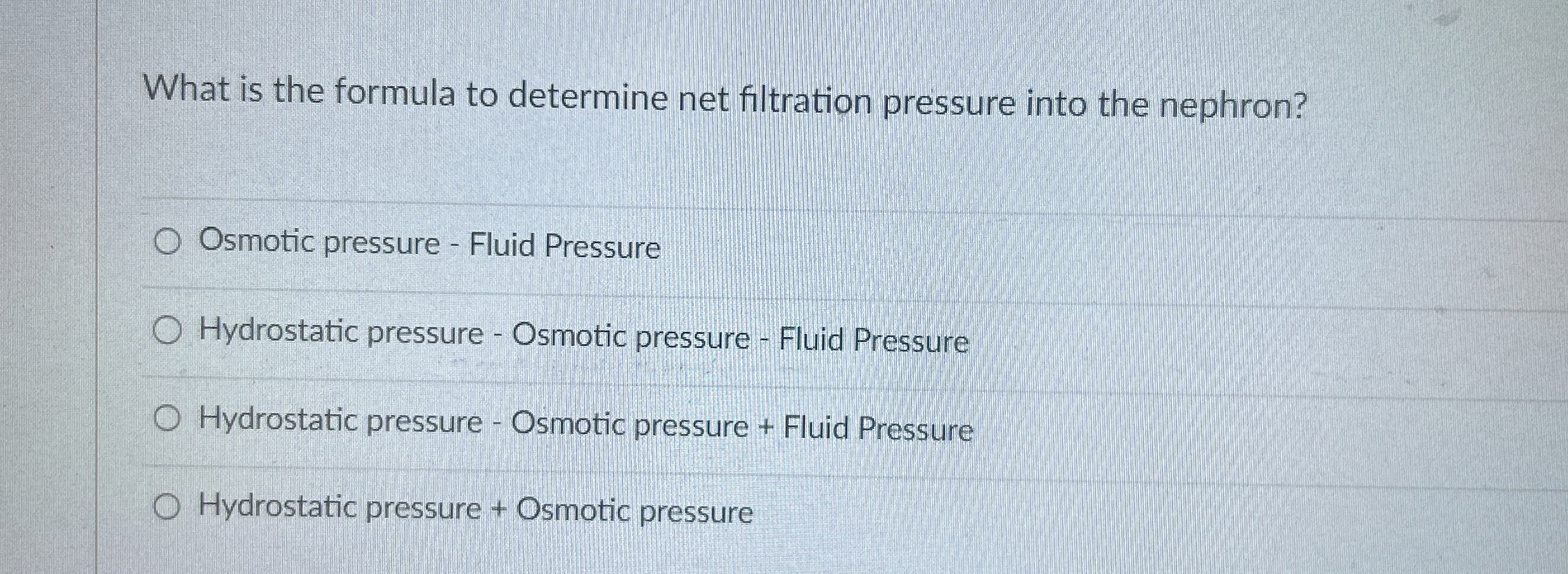 Solved What is the formula to determine net filtration | Chegg.com