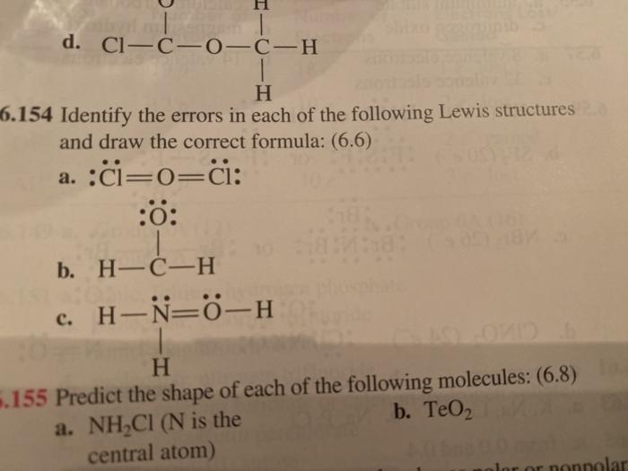 Solved H D C1 C 0 C H H 16 154 Identify The Errors In Ea Chegg Com