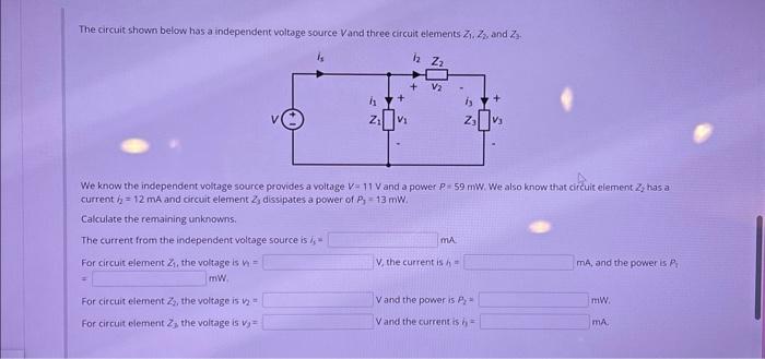 Solved The circuit shown below has a independent voltage | Chegg.com