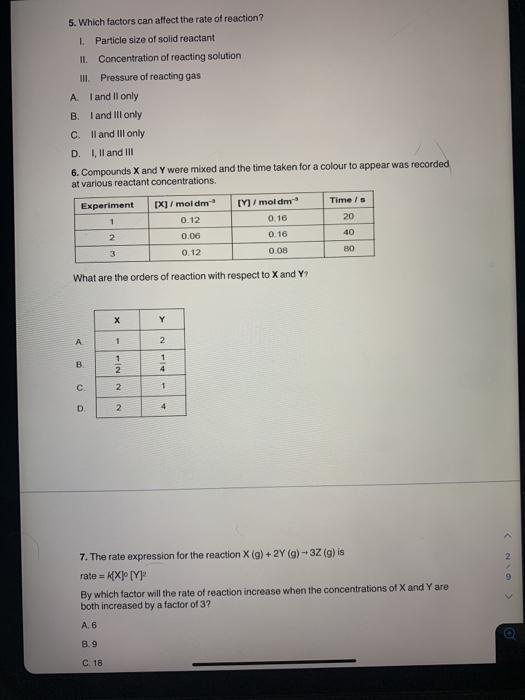 Solved 5. Which factors can affect the rate of reaction? L | Chegg.com